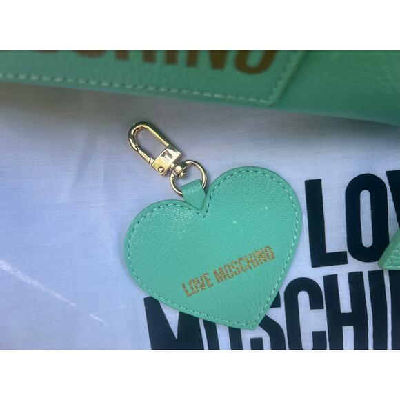 LOVE MOSCHINO Crossbody Bag PU Leather Branded Charms Zip Closure w/Dusty - Picture 3 of 15